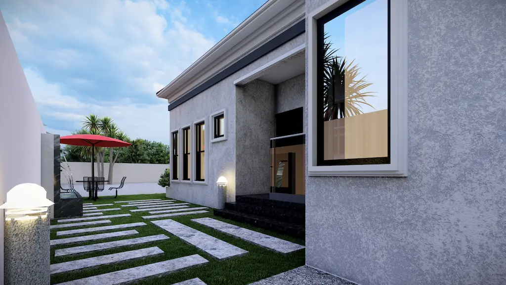 An exterior of a modern architectural design by skyace