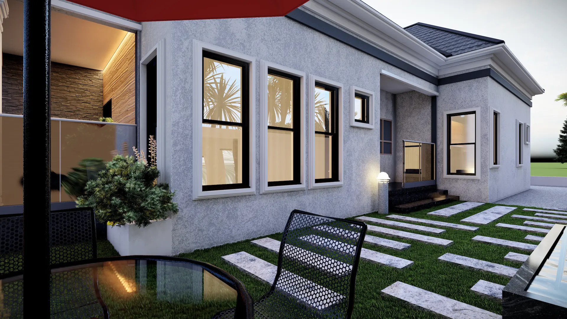 A Modern Bungalow exterior by skyace atelier